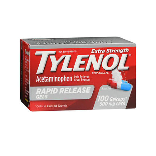 Tylenol, Extra Strength Acetaminophen Rapid Release Gelcaps, 500 Mg, 100 Caps