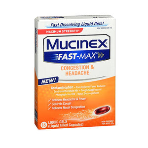 Mucinex, Fast-Max Congestion & Headache Liquid Gels, 16 Caps