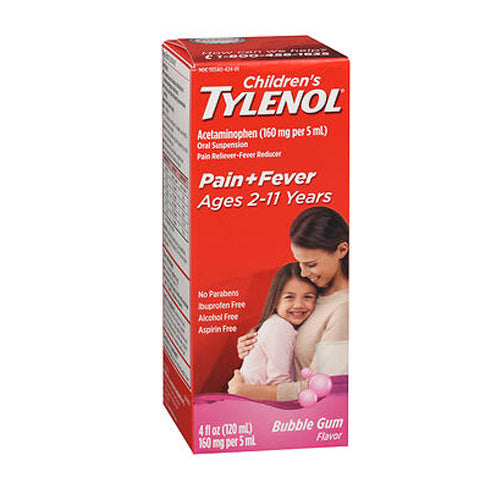 Tylenol, Children'S Pain + Fever Acetaminophen Oral Suspension Bubblegum, 160 Mg, 4 Oz