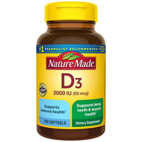 Nature Made, Vitamin D3, 50 Mcg, 250 Softgels