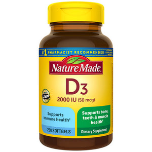 Nature Made, Vitamin D3, 50 Mcg, 250 Softgels