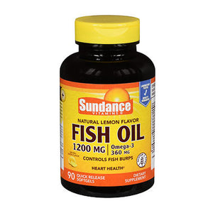 Sundance, Fish Oil Omega-3 Coated Softgels Odorless Natural Lemon, 1000 Mg, 90 Tabs