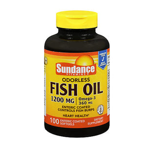 Sundance, Fish Oil Omega-3 Coated Softgels Odorless Natural Lemon, 100 Tabs