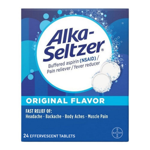 Alka-Seltzer, Buffered Aspirin Pain Reliever Fever Reducer Effervescent, 24 Tablets