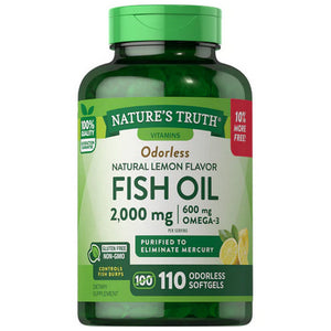 Nature's Truth, Fish Oil Softgels Odorless Natural Lemon, 2000 Mg, 110 Caps