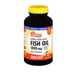 Sundance, Fish Oil Omega-3 Coated Softgels Odorless Natural Lemon, 1000 Mg, 200 Caps