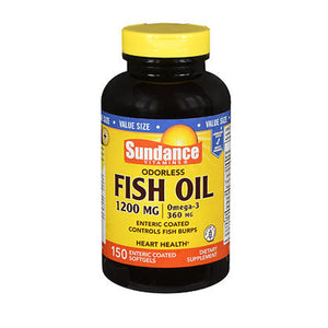 Sundance, Fish Oil Omega-3 Coated Softgels Odorless Natural Lemon, 150 Caps