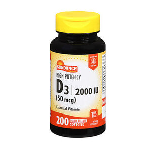 Sundance, High Potency D3 Quick Release Softgels, 2000 IU, 200 Caps