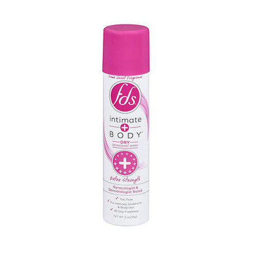 Fds, Intimate Plus Body Dry Deodorant Spray Extra Strength, 2 Oz