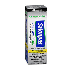 Salonpas, Lidocaine 4% Plus Pain Relieving Liquid No-Mess Roll On, 3 Oz