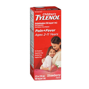 Tylenol, Children'S Pain + Fever Acetaminophen Oral Suspension Strawberry, 160 Mg, 4 Oz
