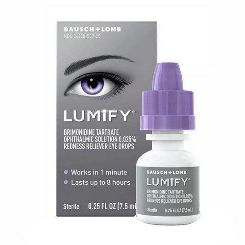 Bausch + Lomb, Lumify Brimonidine Tartrate Ophthalmic Solution 0.025% Redness Reliever Eye Drops, 7.5 ml