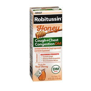 Robitussin, Adult Honey Cough + Chest Congestion Dm Liquid Maximum Strength, 4 Oz