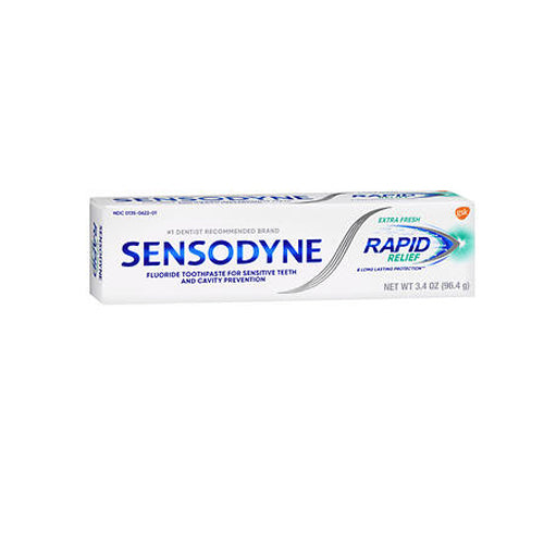 Sensodyne, Rapid Relief Fluoride Toothpaste For Sensitive Teeth And Cavity Prevention Extra Fresh, 3.4 Oz