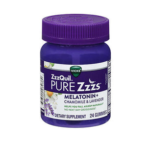 Zzzquil, Pure Zzzs Melatonin + Chamomile And Lavender Gummies Wildberry Vanilla, 24 Each