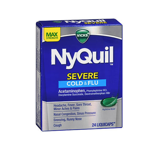 Vicks, Nyquil Severe Cold And Flu Liquicaps, 24 Count