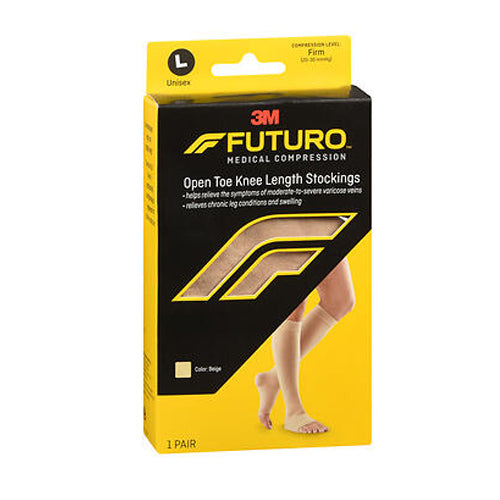 Futuro, Medical Compression Open Toe Knee Length Stockings Firm Unisex Large Beige, 1 Each