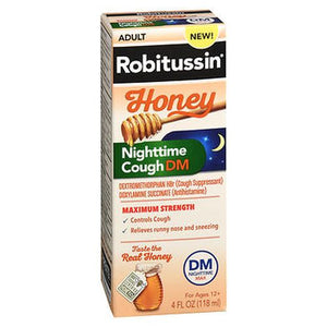 Robitussin, Adult Honey Nighttime Cough Dm Liquid Maximum Strength, 4 Oz