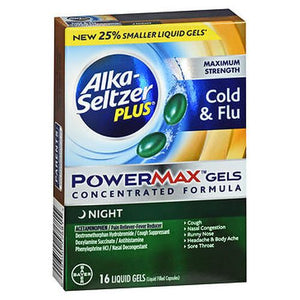 Alka-Seltzer, Plus Maximum Strength Cold & Flu PowerMax Gels Day & Night, 16 Caps