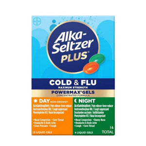 Alka-Seltzer, Plus Day And Night Cold And K,Flu Powermax Gels, 16 Caps