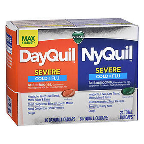 Vicks, Dayquil And Nyquil Severe Cold & Flu Liquicaps, 24 Tabs
