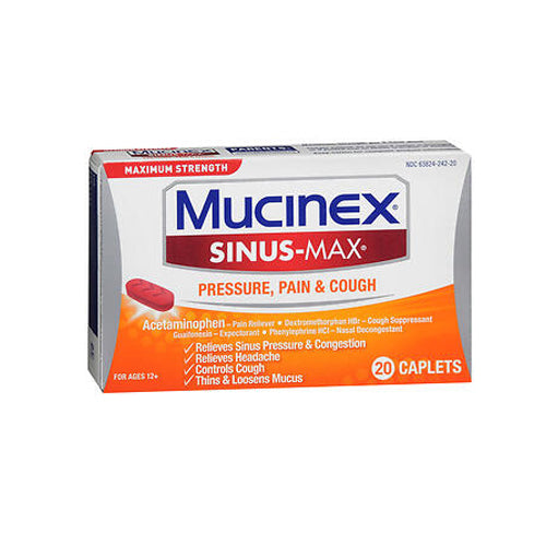 Mucinex, Sinus-Max Pressure Pain And Cough Caplets Maximum Strength, 20 Caps