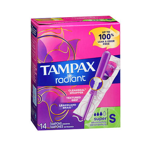 Tampax, Radiant Tampons Super Absorbency Unscented, 14 Each