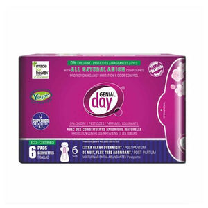 Genial Day, Heavy Postpartum Flow Pads, 6 Count