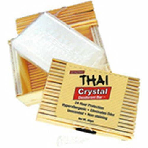 Thai Deodorant Stone, Thai Crystal Deodorant Unscented Stone In Bamboo Box, 80 Grams