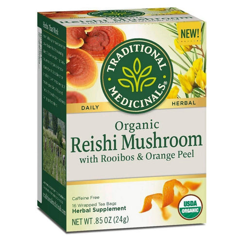 Traditional Medicinals, Organic Reishi Mushroom With Rooibos And Orange Peel Tea, 16 Bags