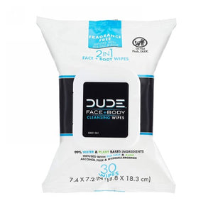 Dude Wipes, Face And Body Wipes For Sensitive Skin Sea Salt And Aloe Unscented, 30 Count