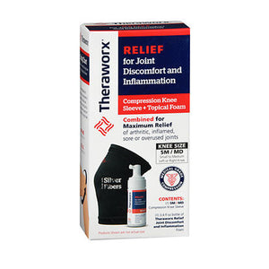 Theraworx, Relief Joint Discomfort And Inflammation Foam + 1 Compression Knee Sleeve Small & Medium, 1 Each
