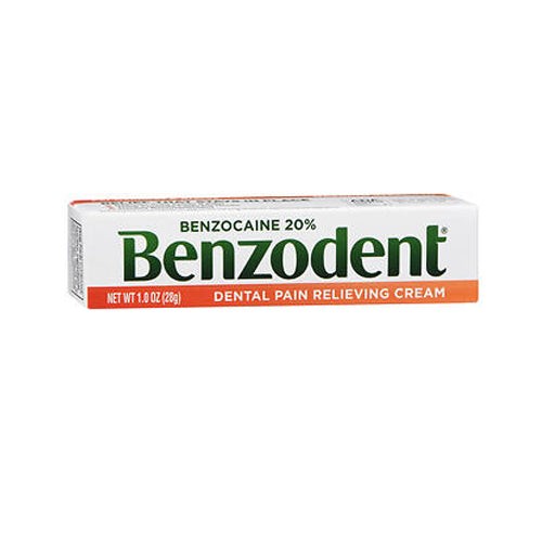 Benzodent, Dental Pain Relieving Benzocaine 20% Cream Maximum Strength, 1 Oz