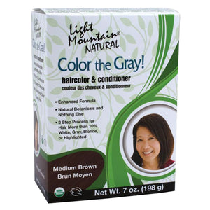 Light Mountain, Color the Gray Natural Haircolor And Conditioner Medium Brown, Brown-Medium 7 Oz