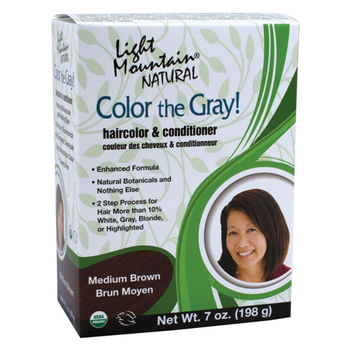 Light Mountain, Color the Gray Natural Haircolor And Conditioner Medium Brown, Brown-Medium 7 Oz