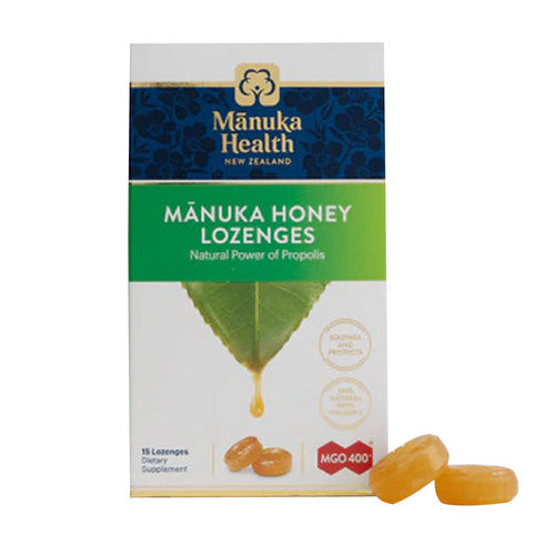 Manuka Health, Manuka Honey Lozenges Mgo 400+ Propolis Natural, 15 Count