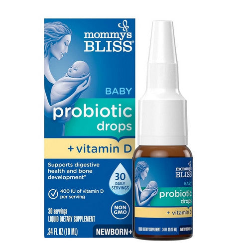 Mommys bliss, Probiotic Drops + Vitamin D Newborns, 0.34 Oz