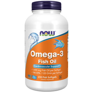 Now Foods, Omega-3 Molecularly Distilled Fish Softgels, 1000 mg, 200 Softgels