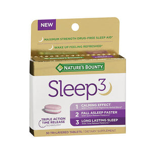 Nature's Bounty, Sleep3 Melatonin Maximum Strength Tri-Layered Tablets, 10 Mg, 30 Tabs