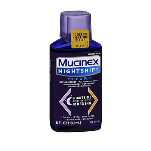 Mucinex, Nightshift Cold & Flu Liquid, 6 Oz