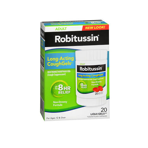 Robitussin, Adult Dextromethorphan Hbr Cough Suppressant Long-Acting Coughgels, 20 Each