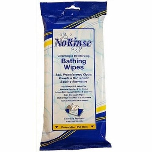 No Rinse, Rinse-Free Bath Wipe, Pack Of 8