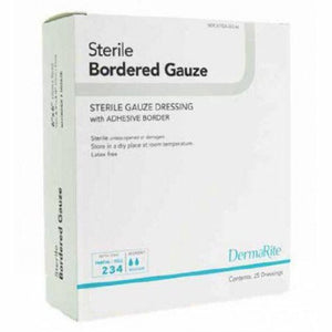 DermaRite, Adhesive Dressing DermaRite  4 X 10 Inch Gauze Rectangle White Sterile, Box Of 25