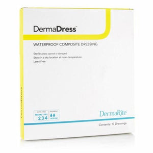 DermaRite, Composite Dressing Waterproof DermaDress 4 X 10 Inch Sterile, Box Of 10