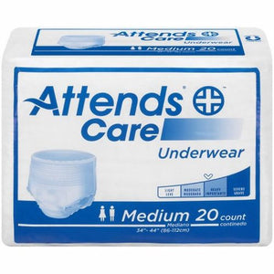 Attends, Unisex Adult Absorbent Underwear Care Pull On with Tear Away Seams Medium, Case Of 4