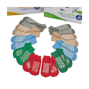 Dynarex, Slipper Socks Soft Sole Large Blue Ankle High, Count of 1