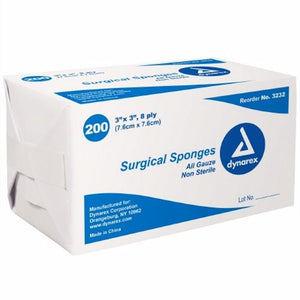 Dynarex, Gauze Sponge 4 X 4 Inch 8-Ply NonSterile 3264, Box Of 200