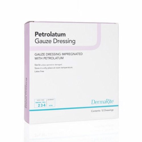 DermaRite, Impregnated Dressing DermaLite 3 X 9 Inch Gauze Petrolatum Sterile, Box Of 50