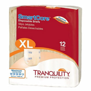 Tranquility, Unisex Adult Incontinence Brief SmartCore Closure XL Heavy Absorbenc, Pack Of 12
