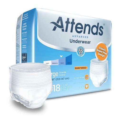 Attends, Unisex Adult Absorbent Underwear Advanced Pull On with Tear Away Seams Large Disposable Heavy Absorbency, Pack Of 18